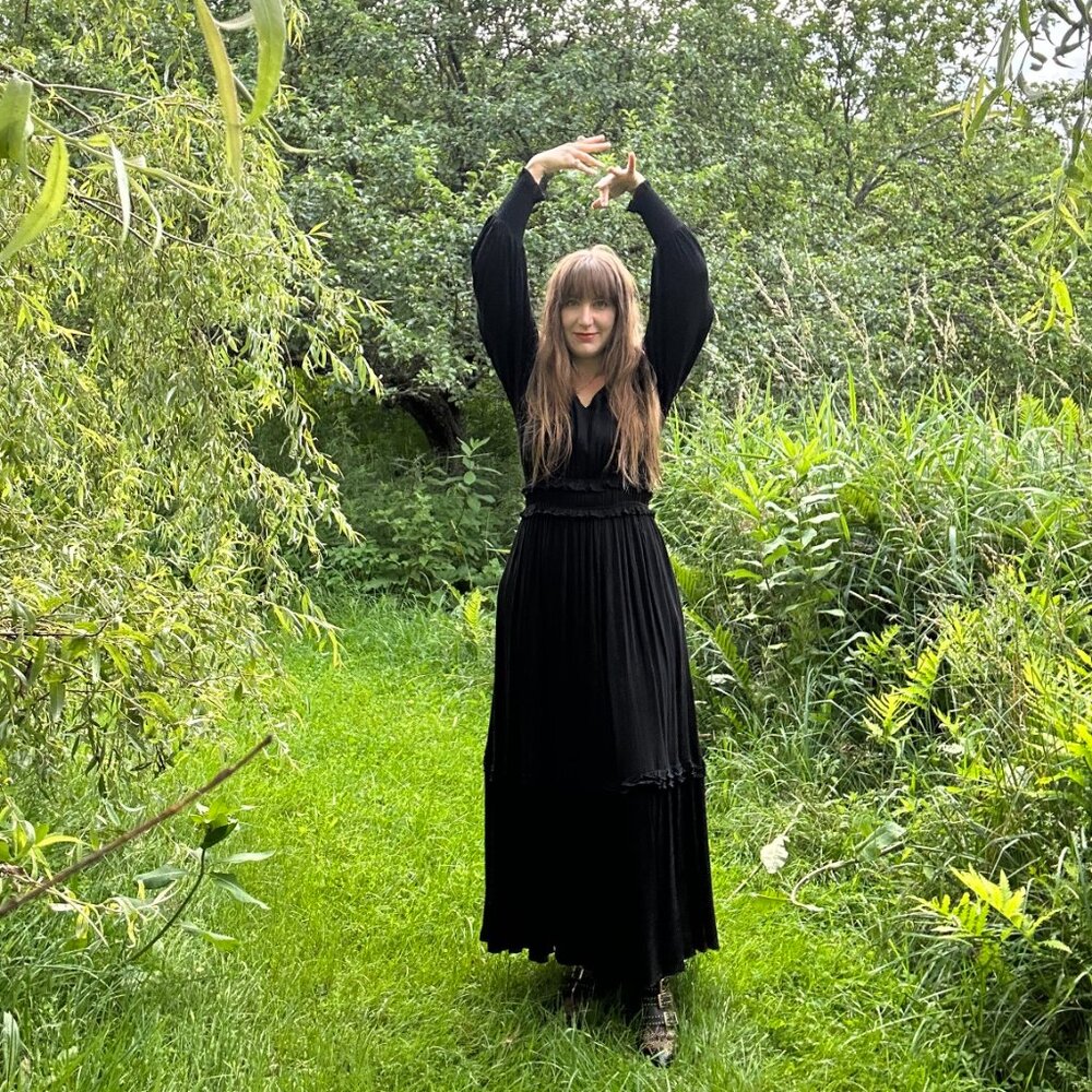Witchy black maxi dress - size 8